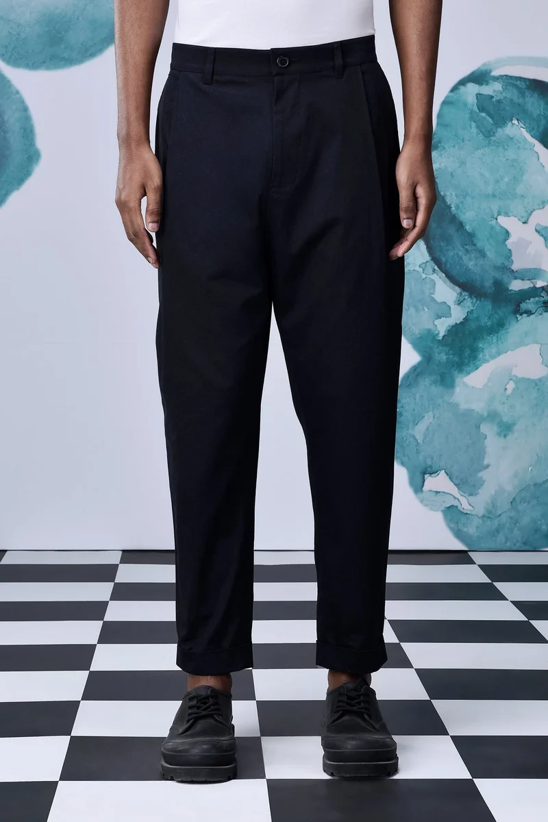 Genes Lecoanet Hemant Cotton Twill Carrot Fit Pants-  Black